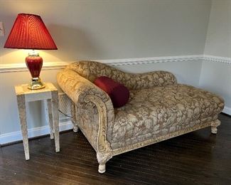 Schnadig Chaise lounge with wood accents (70"W x 35"D x 35"H)