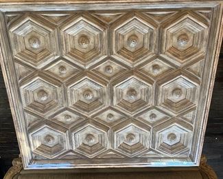 Bernhardt rectangular wooden coffee table with glass top protection detail (55"L X 48"W X 21"H)