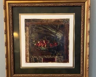 "Fraises et Asperges" signed print by Danielle Desplan (pr)