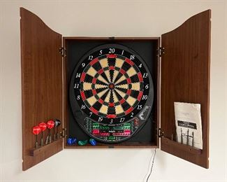 Halex Q2 5400 Electronic Dartboard with wood cabinet