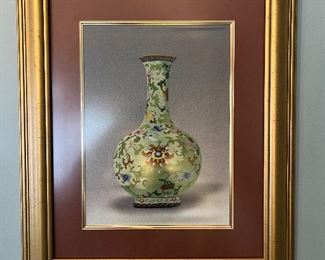 Silk Embroidered Flower Vase Fabric Art