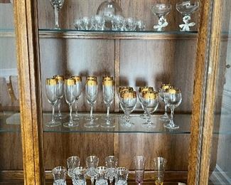 Collection of wine glasses and crystal