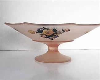 Pink Depression Glass Pedestal Serving Plate 
