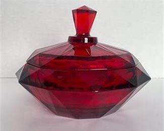 Vintage Viking Glass Diamond Point Candy Dish