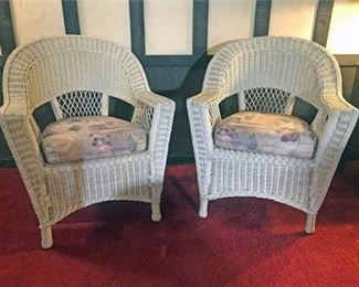 White Whicker Arm Chairs