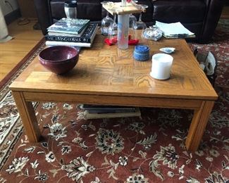 Oak square parquet top coffee table 