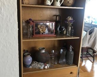 matching oak display - book - cabinet - pottery and accessories for sale