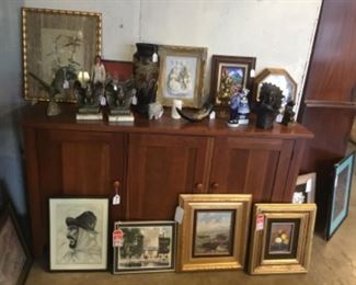 Framed signed art And figurines, bronze statues