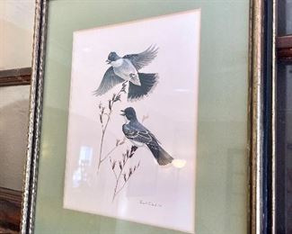 SOLD. David Plank Vintage Bluebirds Print.