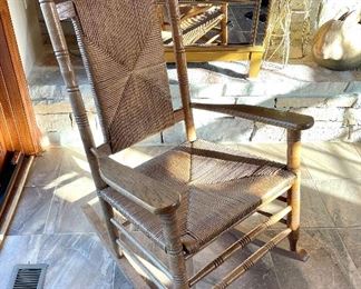 SOLD: Beautiful Wood/Rush Rocking Chair. Great condition