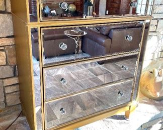SOLD: Four Drawer Mirrored Chest. You move! Great condition! 