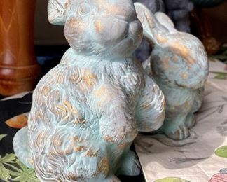 SOLD  / each. Ceramic Blue Bunnies. Not to be confused with Blue Bunny Ice Cream, but still just as good!