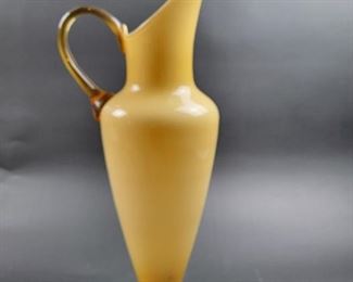 Yellow art glass pitcher
