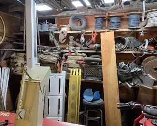 huge gas tanks, work bench and chains