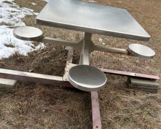Two prison lunch tables