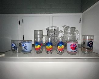 Vintage Detroit Lions and Pepsi glasses