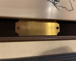 Texas Sesquicentennial Etched Marble  Art By David Frederick Gray w/ paper work