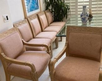 1975 Beverly Dining Set w Beveled Glass top and 6 Chairs