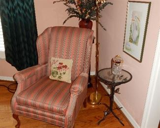 Wing back chair with cabriole legs