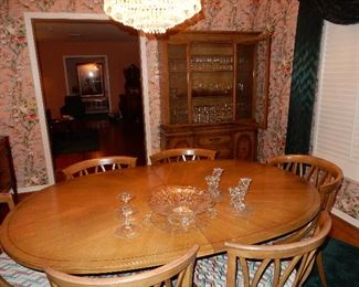 Formal dining room table with one leaf