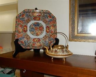 Imari  platter, oriental tea pot