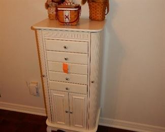 Tall white jewelry cabinet