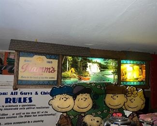 Hamms Moving Beer Sign O Rama Waterfall- working lights screen non working. Late 1950s production.66 w 18.5 tall 5 depth $1500