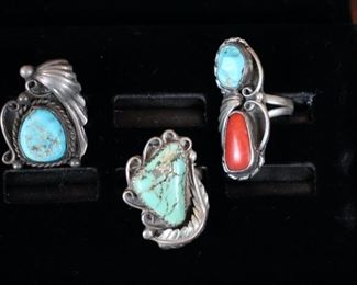 More sterling & turquoise Southwestern jewelry