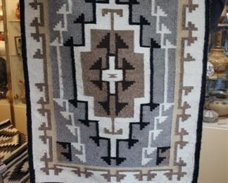 Two Grey Hills Navajo rug by Helen Frank