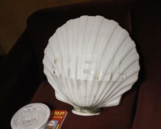 Vintage Shell gas milk glass pump globe