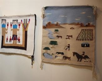 Two Navajo small rugs  - Yei & pictoral