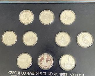 Lot of 47 Official Coins / Medals of Indian Tribal Nations, .999 fine silver, with some signed books