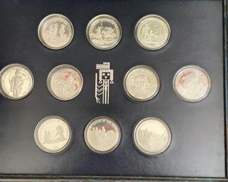 Lot of 47 Official Coins / Medals of Indian Tribal Nations, .999 fine silver, with some signed books