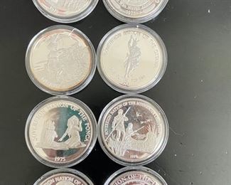 Lot of 47 Official Coins / Medals of Indian Tribal Nations, .999 fine silver, with some signed books