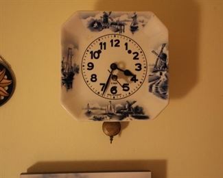 German blue & white wall clock