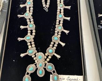 Sterling & turquoise squash blossom necklace