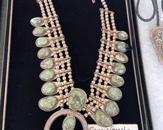 Sterling & turquoise squash blossom necklace