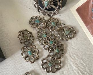 Sterling & turquoise concho belt