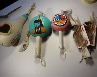 Hopi rattles & ceremonial gourd instrument