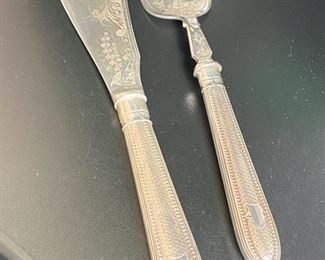 English silver plate fish servers