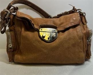 06 Vintage Prada Brown Leather Pushlock, Flap, Small Shoulder Bag