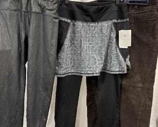 Athleta Black Tights S, Tights With A Built In Skirt M Brown Cords And Small Sports Bra