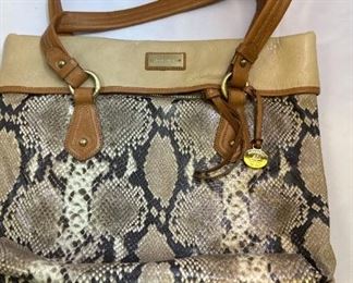 Brahmin Large Leather Tote Bag In Snakeskin Print