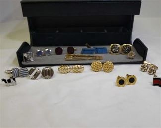 Collection Of Mens Cufflinks With Jewelry Box