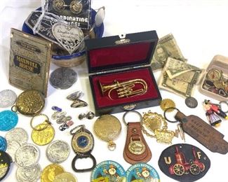 Dooney Bourke Keychain, Miniature Handmade Brass Tuba, Meijer Free Pony Ride Penny, And More