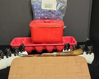 Halls Red Kitchenware With Lid, Red Ceramic Egg Tray, Smiths Knife Block Sharpener And More