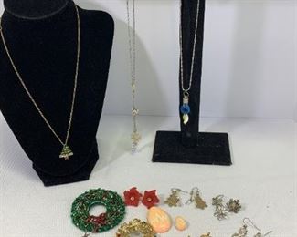 Holiday Themed Jewelry, Brooches, Earrings, Necklaces More