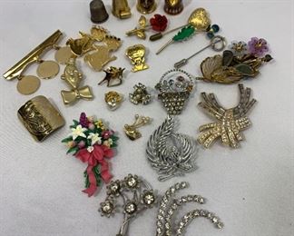 Lovely Vintage Brooches Thimbles, Lisner, Coldwater Creek  More