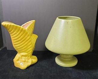 MCM Green Vintage Ceramic Pedestal Planter Pottery By Haeger And Gonder USA Pottery