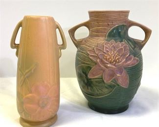 MCM Roseville Lotus Vase Has Small Chip, MCM Weller Dogwood Vase